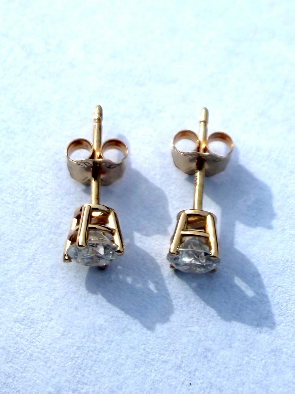 14k Yellow Gold .20ctw Diamond Stud Earrings - Picture 2 of 5